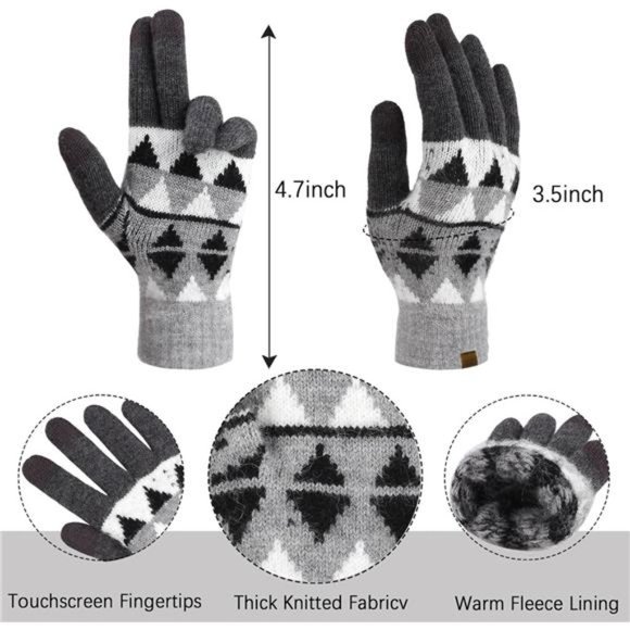 3-in-1 Winter Beanie Hat Scarf Gloves Knitted Set,  Black